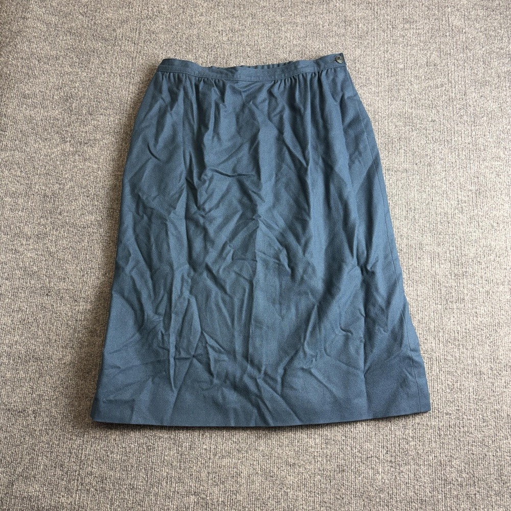 Vintage Pendleton Skirt Womens 18 Blue Wool Midi Elastic Waist Lined Made In USA